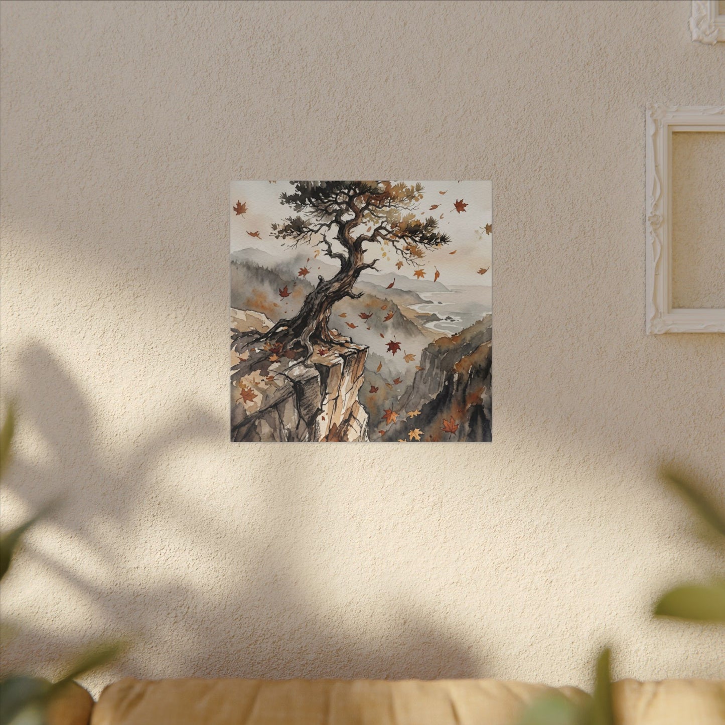 Autumn Pine Tree Watercolor Canvas Art | Warm Decor
