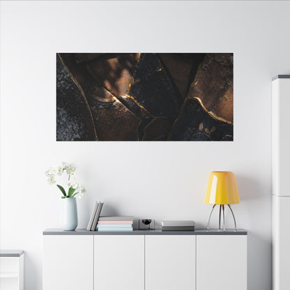 Fukinsei Broken Pottery Canvas Art - Dark Japandi Dark Texture