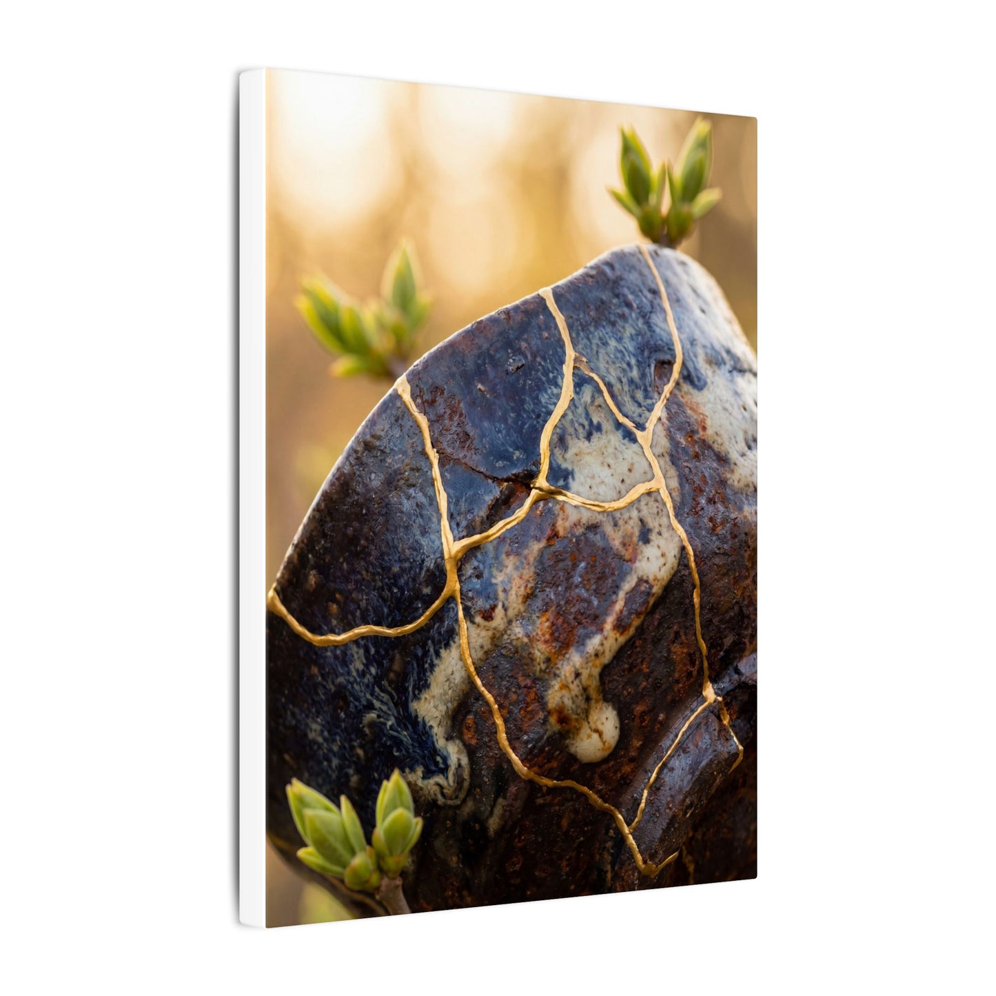 Fukinsei Rust Patina Canvas Art - Kintsugi Gold Repair