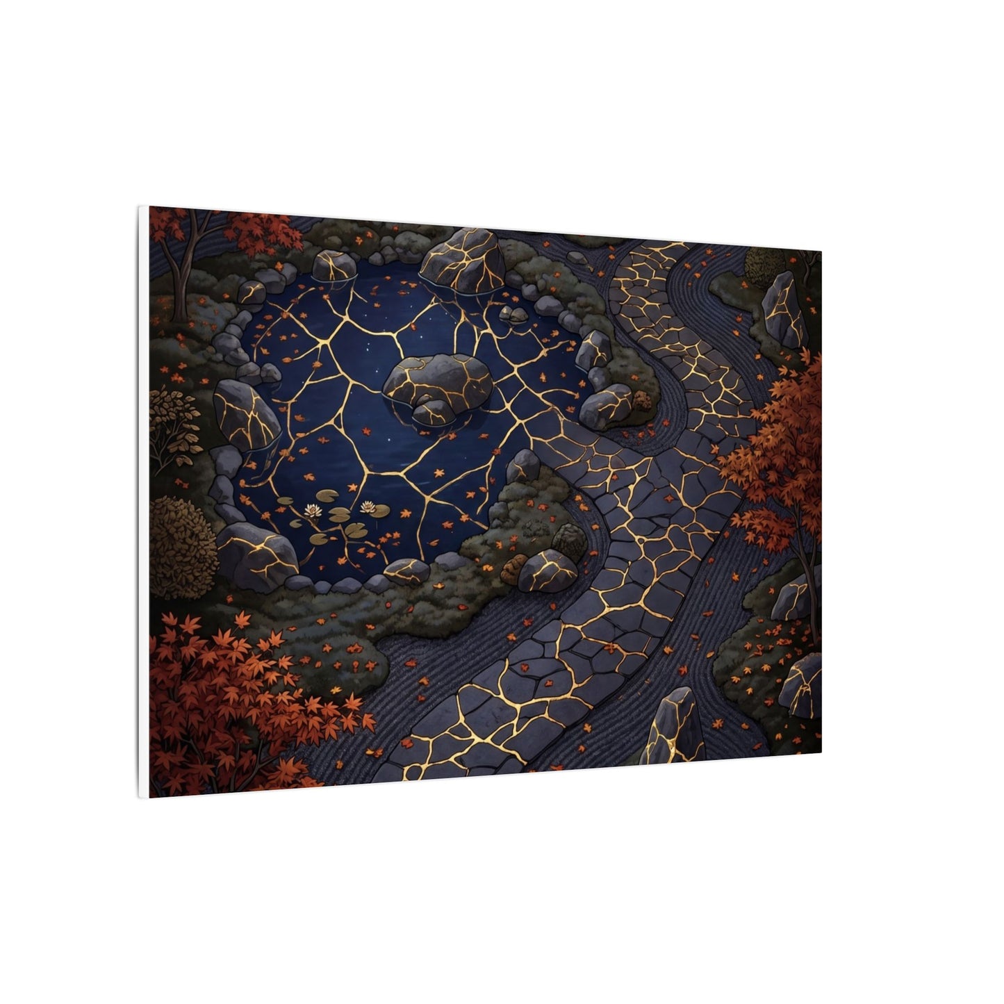 Moonlit Garden Gold Vein Canvas Art | Resilient Kintsugi Art