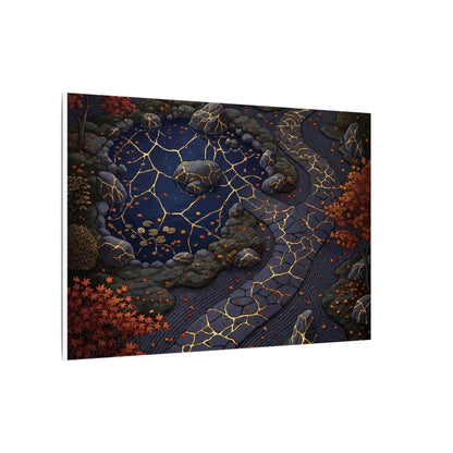 Moonlit Garden Gold Vein Canvas Art | Resilient Kintsugi Art
