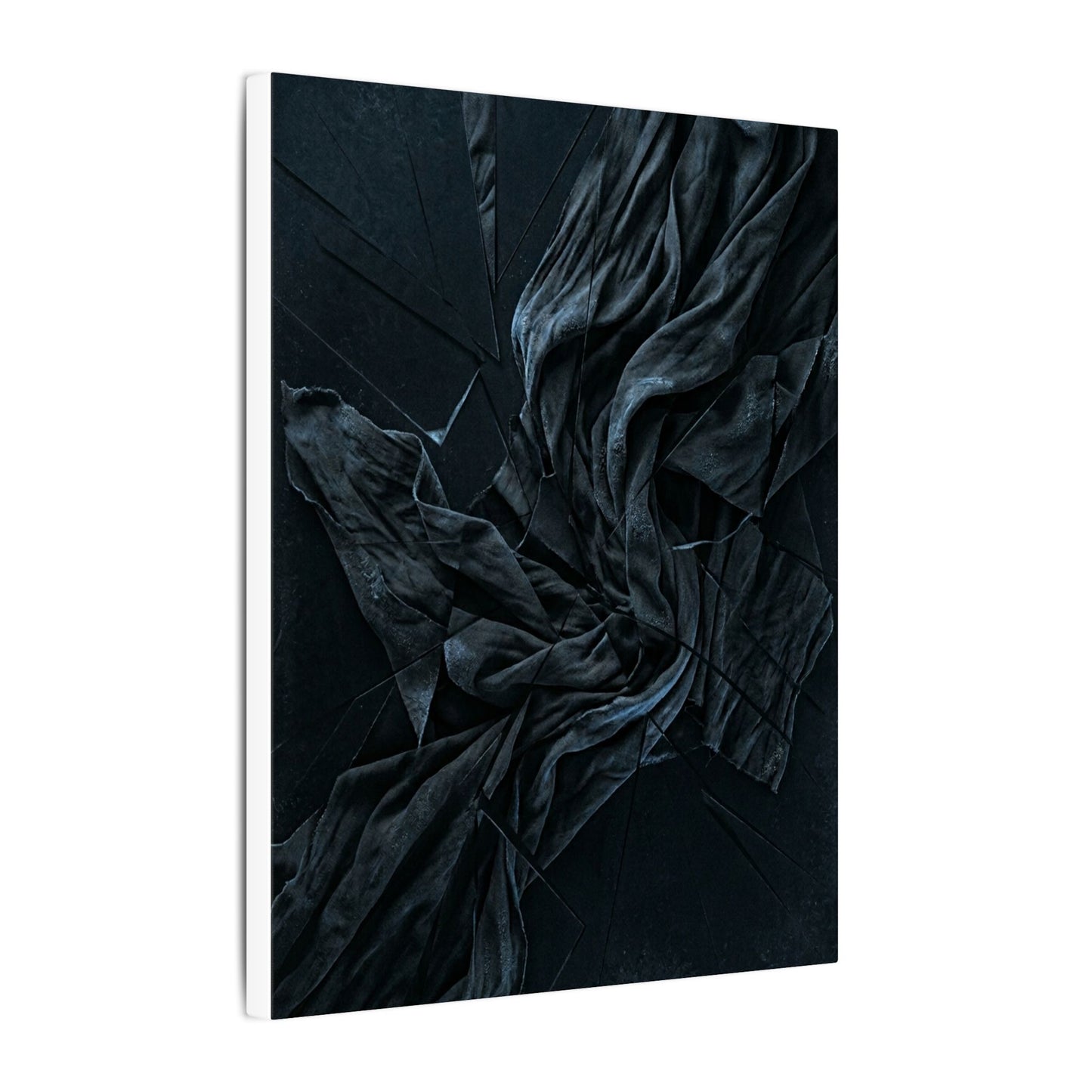 Dark Japandi Silk Drape in Moonlight | Moody Minimal Canvas Art
