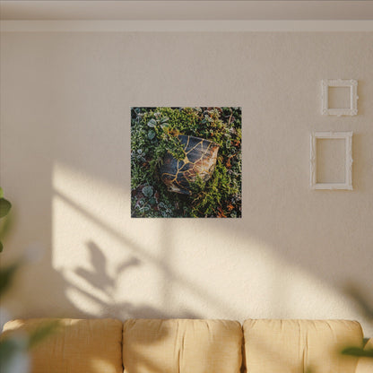 Artful Moss Close Up Canvas Art - Gold Repair Kintsugi