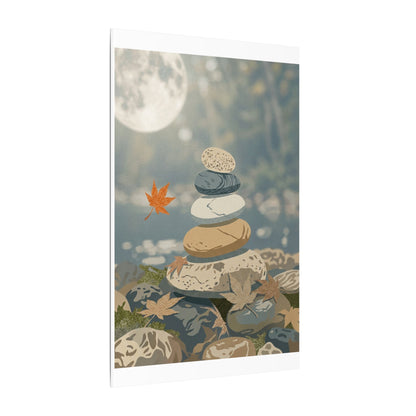 Warm River Stones Canvas Art - Japanese Pattern Japandi
