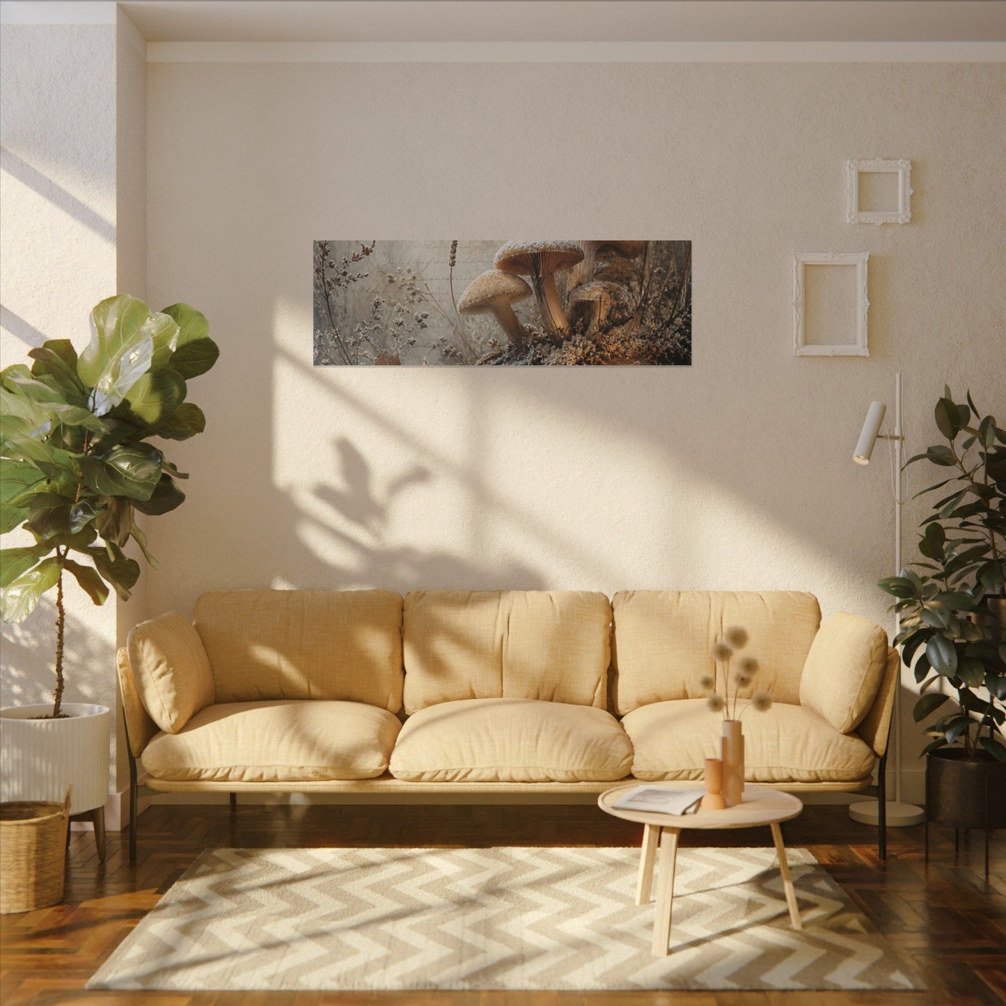 Wild Mushrooms Texture Canvas Art | Elegant Japandi Art