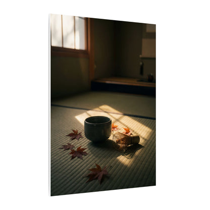 Dark Japandi Tea Ceremony in Golden Hour | Moody Minimal Canvas Art