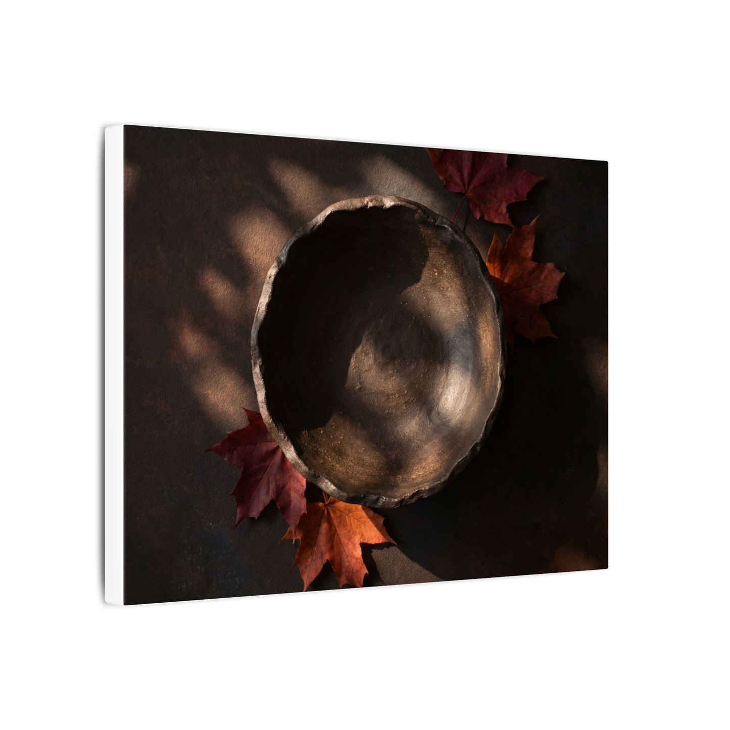 Ceramic Bowl Canvas Art | Autumn Dark Japandi Dark Texture Art