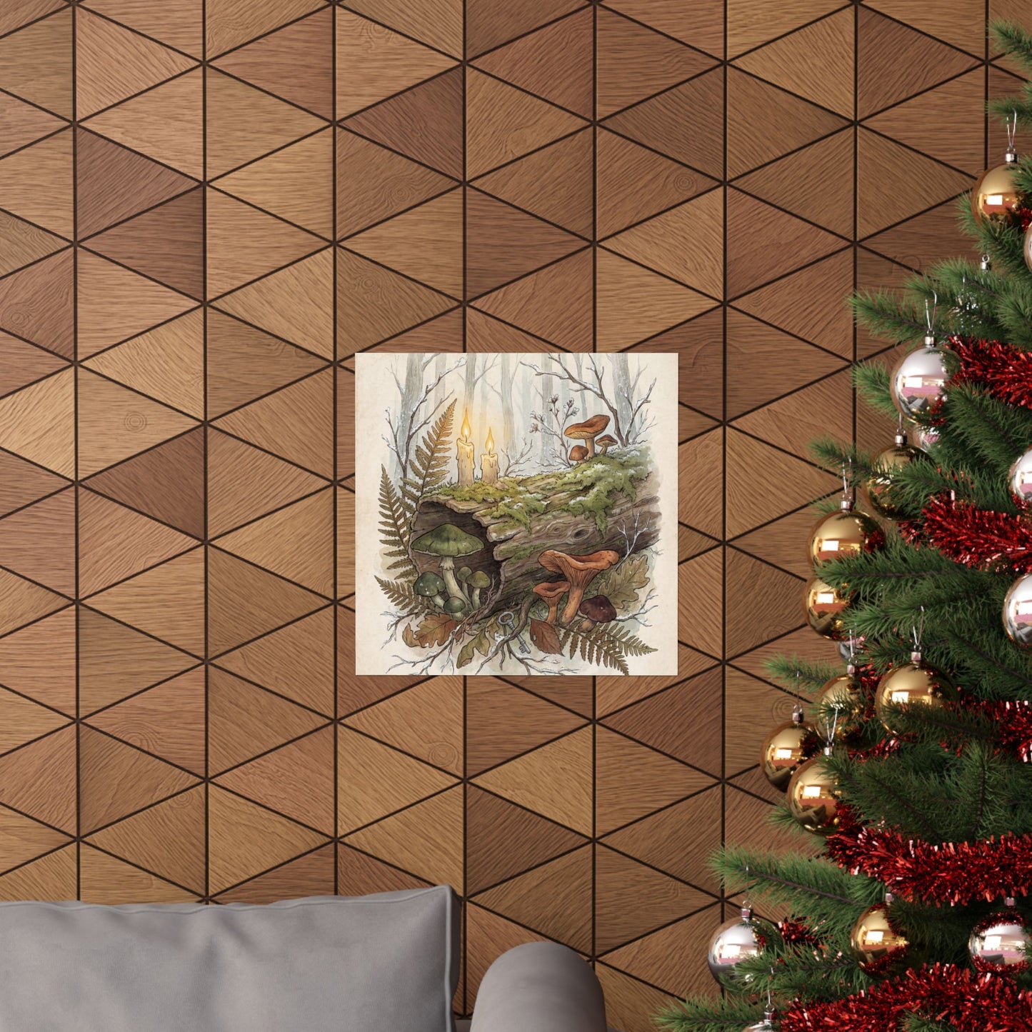 Winter Wild Mushrooms Herbarium Wall Art Print | Rustic Decor