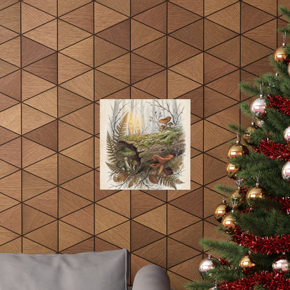 Winter Wild Mushrooms Herbarium Wall Art Print | Rustic Decor