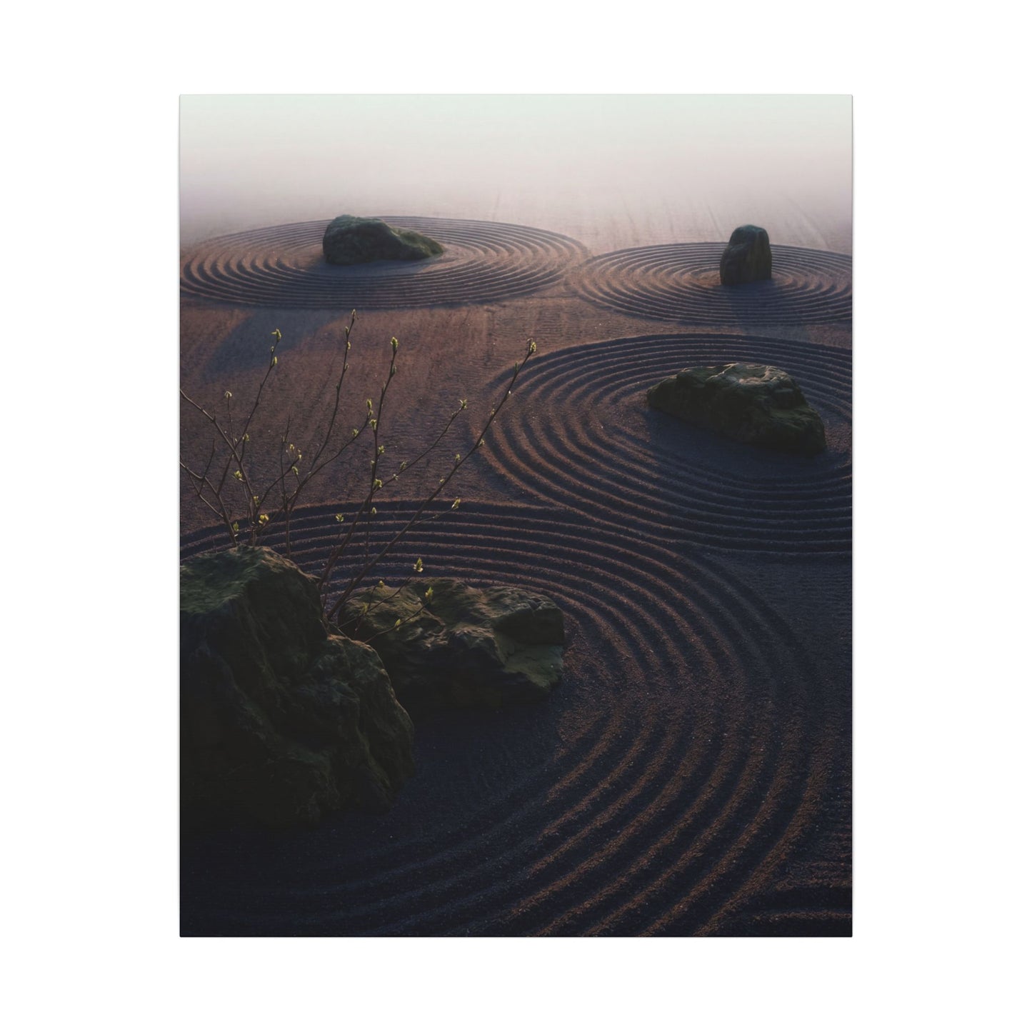 Spring Rock Garden Shadow Zen Canvas Art | Luxurious Decor