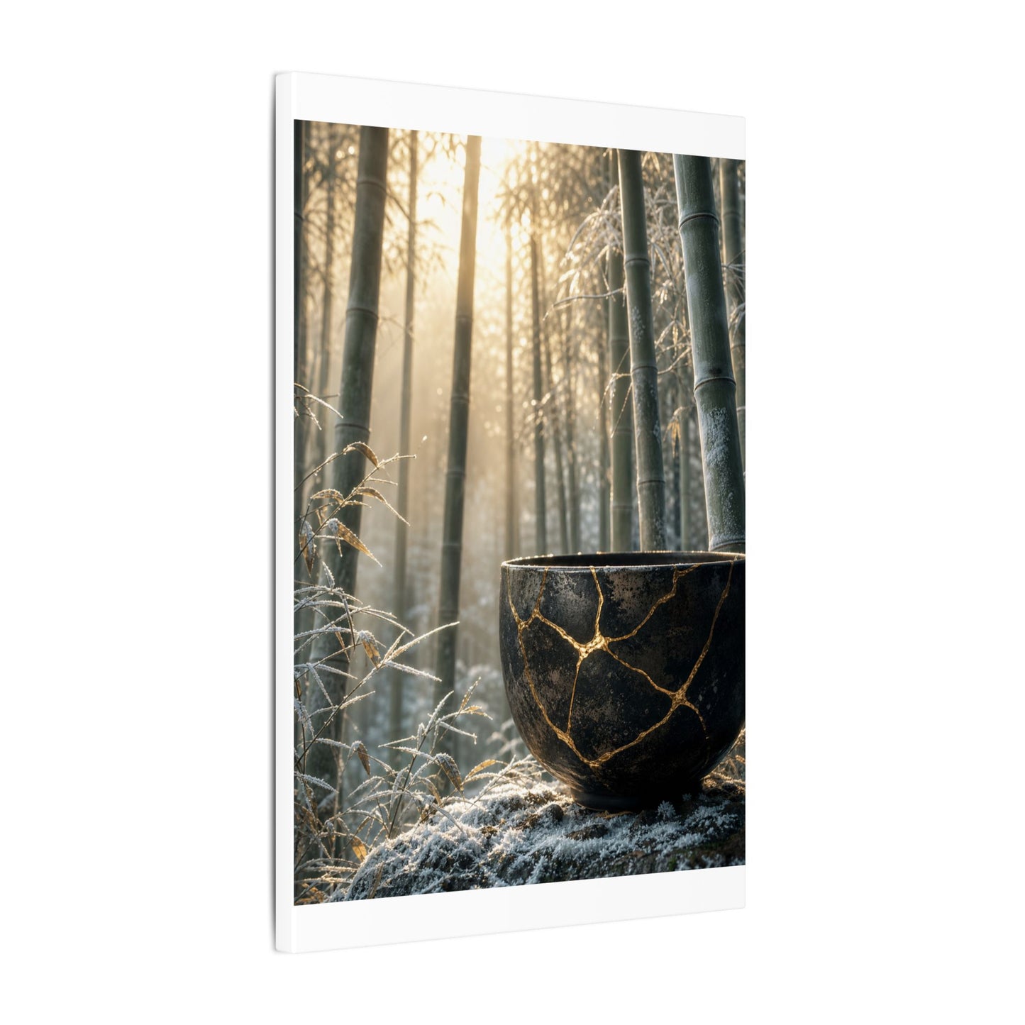 Fukinsei Bamboo Grove Canvas Art - Kintsugi Gold Repair