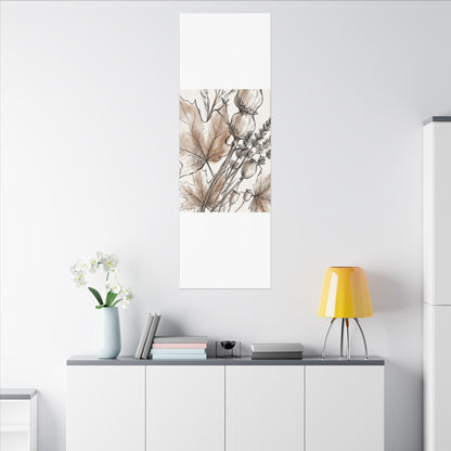 Neutral Dried Flowers Canvas Art - Minimal Line Japandi