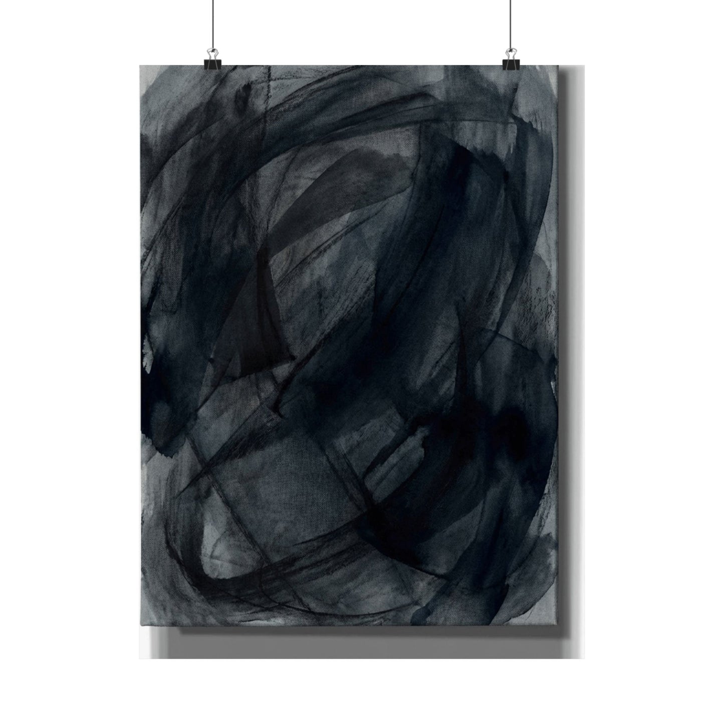 Deep Tones Dark Japandi Charcoal Wall Art Print | Deep Tones Charcoal Ink Art Print