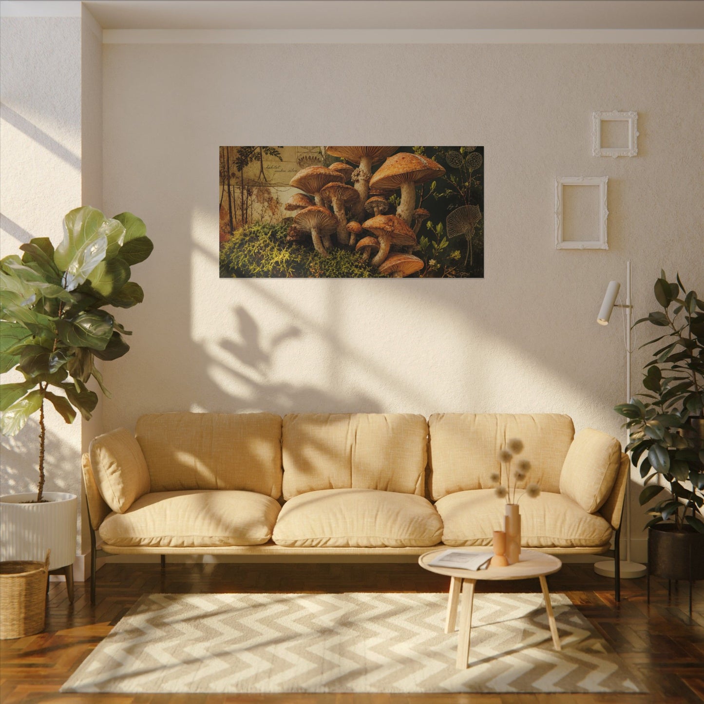 Spring Wild Mushrooms Herbarium Canvas Art | Earthy Decor