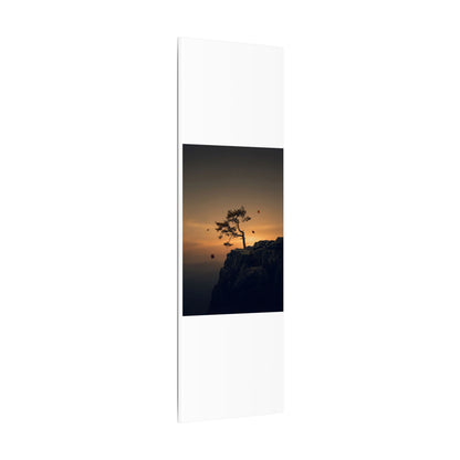 Dark Japandi Pine Tree in Golden Hour | Moody Minimal Canvas Art