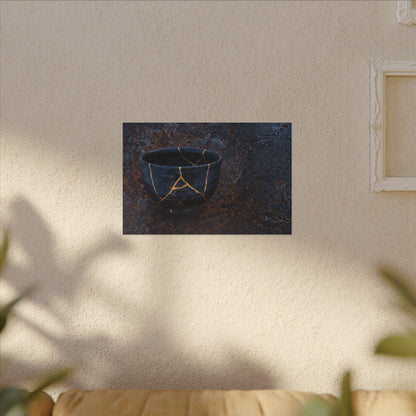 Rust Patina Winter Canvas Art | Kintsugi Healing Design