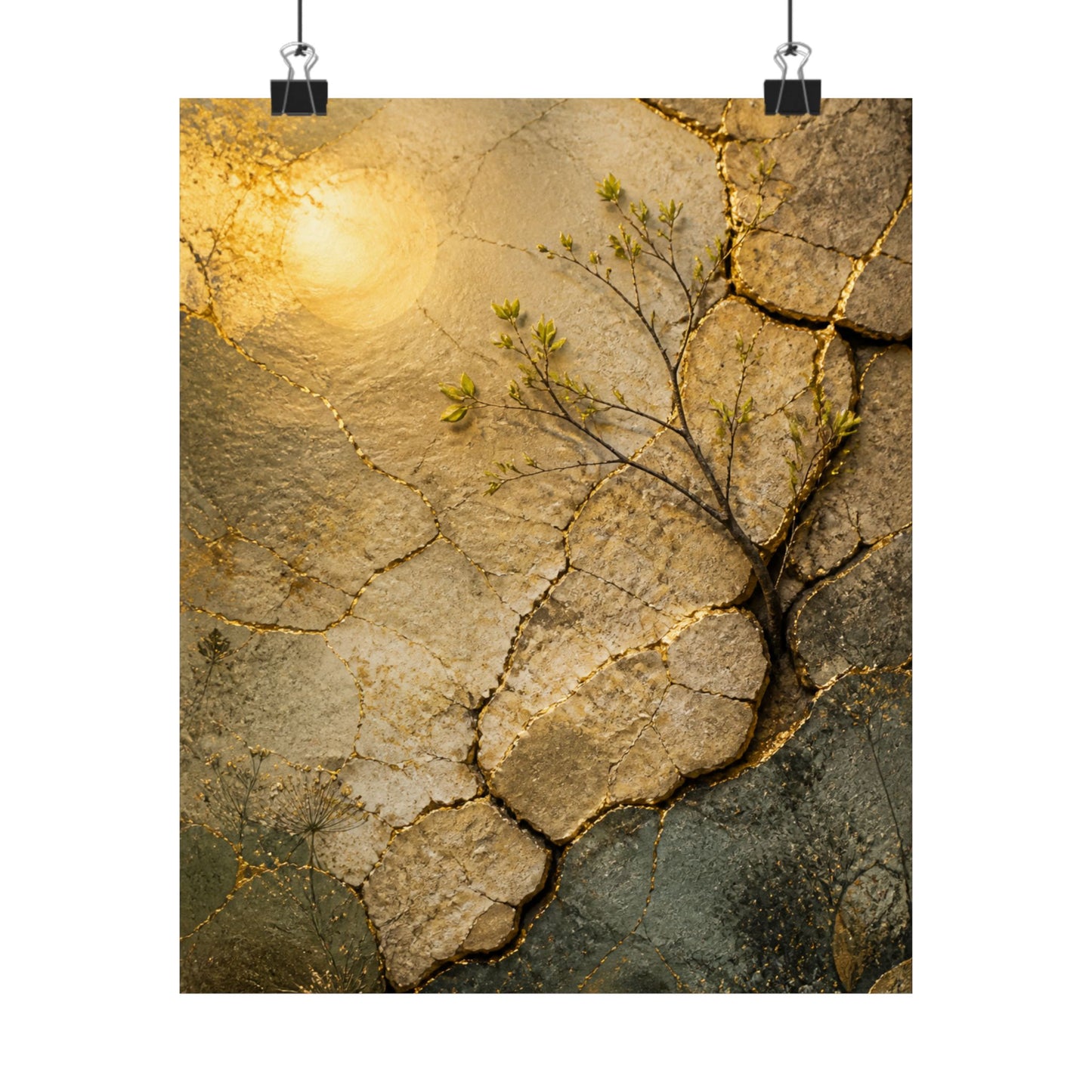 Cracked Earth Texture Wall Art Print | Earthy Japandi Art
