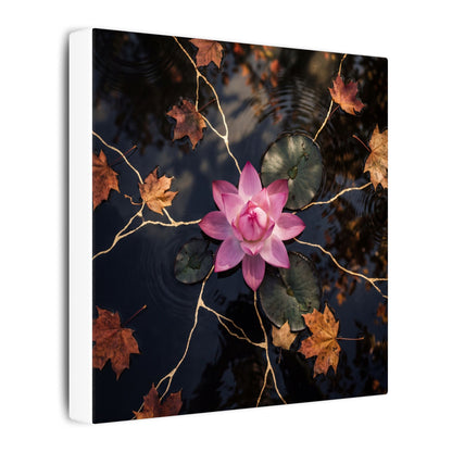 Ma Lotus Flower Canvas Art - Kintsugi Gold Vein