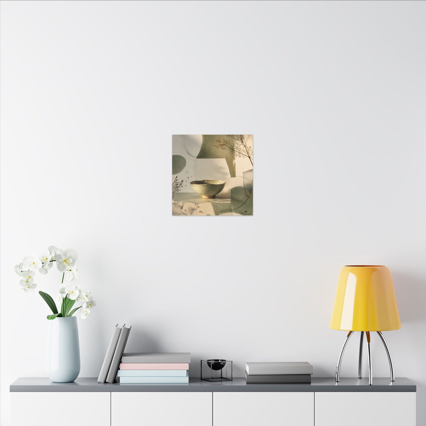 Warm Ceramic Bowl Canvas Art - Minimal Line Japandi