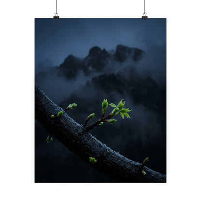 Kanso Mountain Mist Wall Art Print - Dark Japandi Moody Minimal