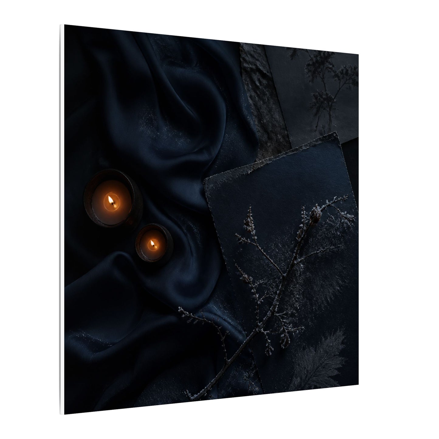 Candlelight Silk Drape Canvas Art - Dark Japandi Kanso