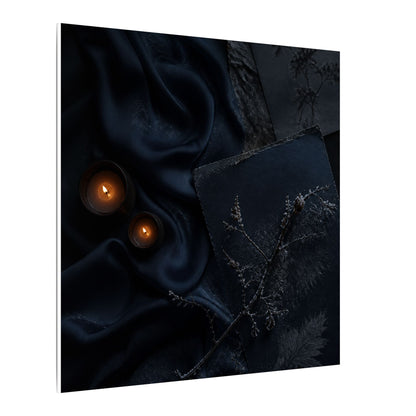 Candlelight Silk Drape Canvas Art - Dark Japandi Kanso