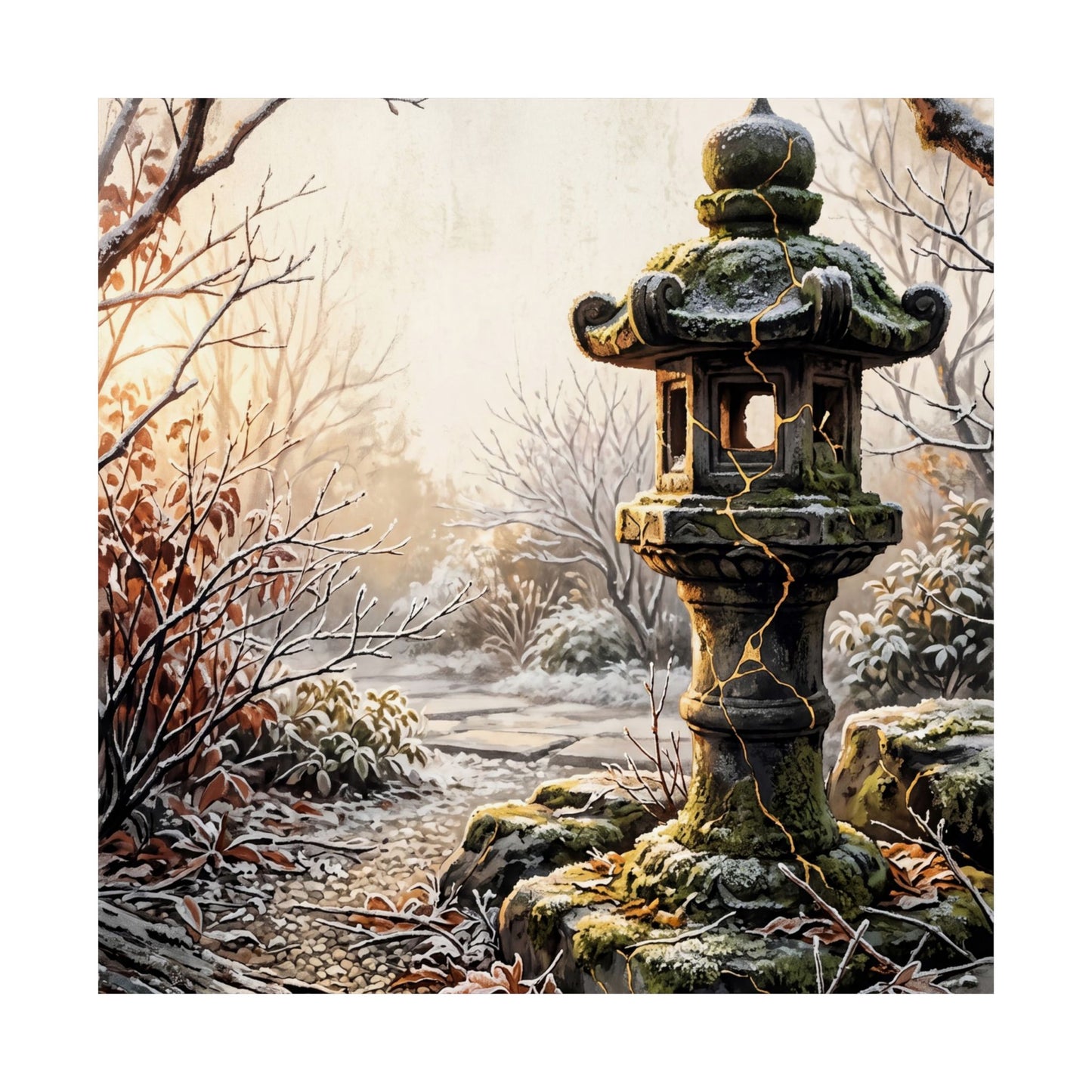 Healing Stone Lantern Wall Art Print - Broken Beauty Kintsugi