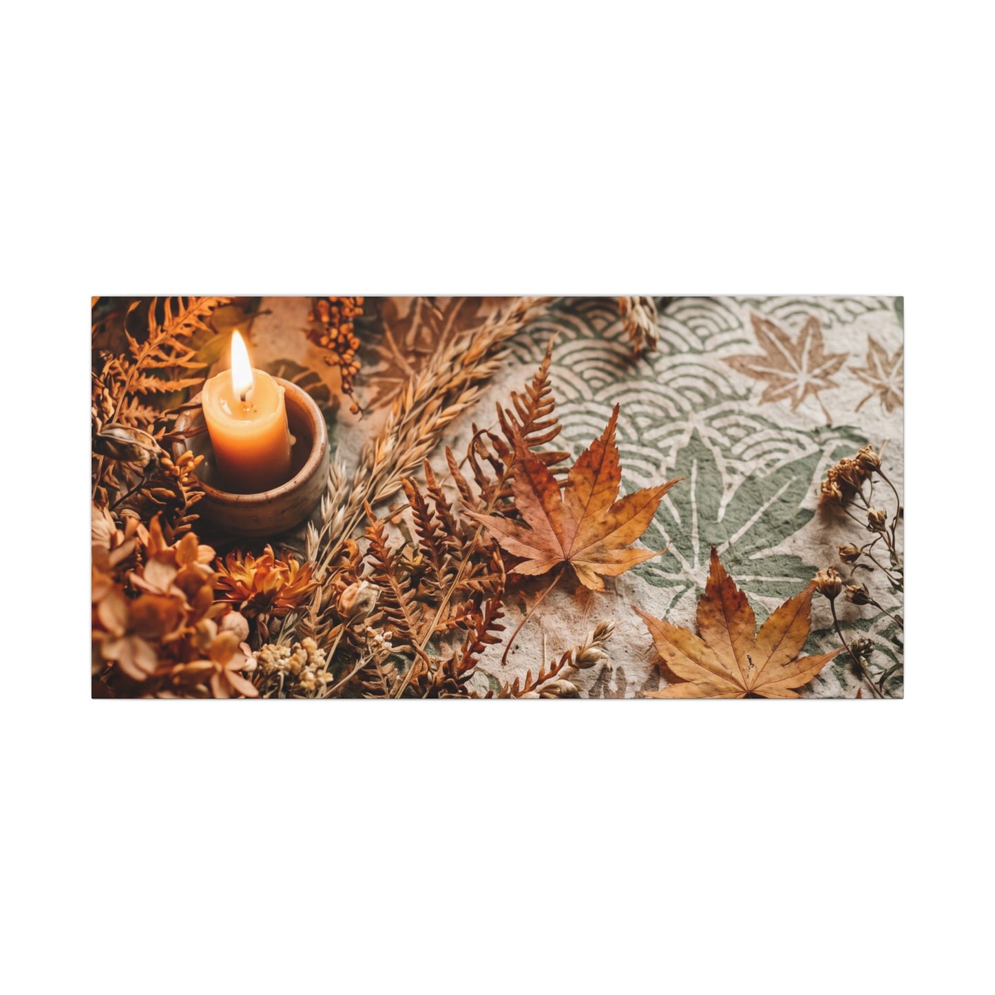 Candlelight Dried Flowers Canvas Art - Japandi Seijaku