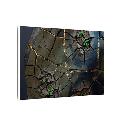 Dark Japandi Cracked Earth in Moonlight | Moody Minimal Canvas Art