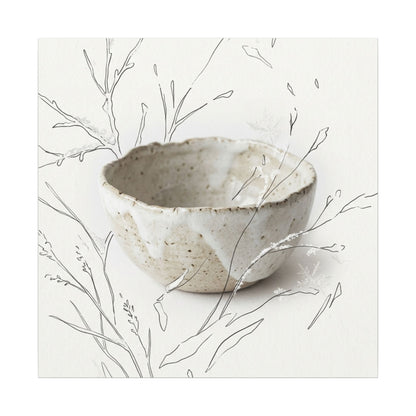 Neutral Ceramic Bowl Canvas Art - Minimal Line Japandi