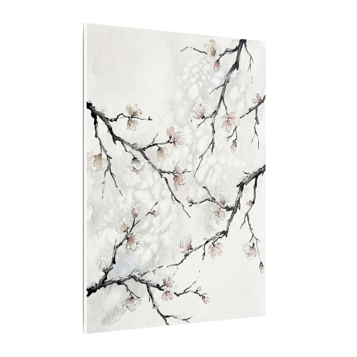 Cherry Blossom Canvas Art | Winter Japandi Watercolor Art
