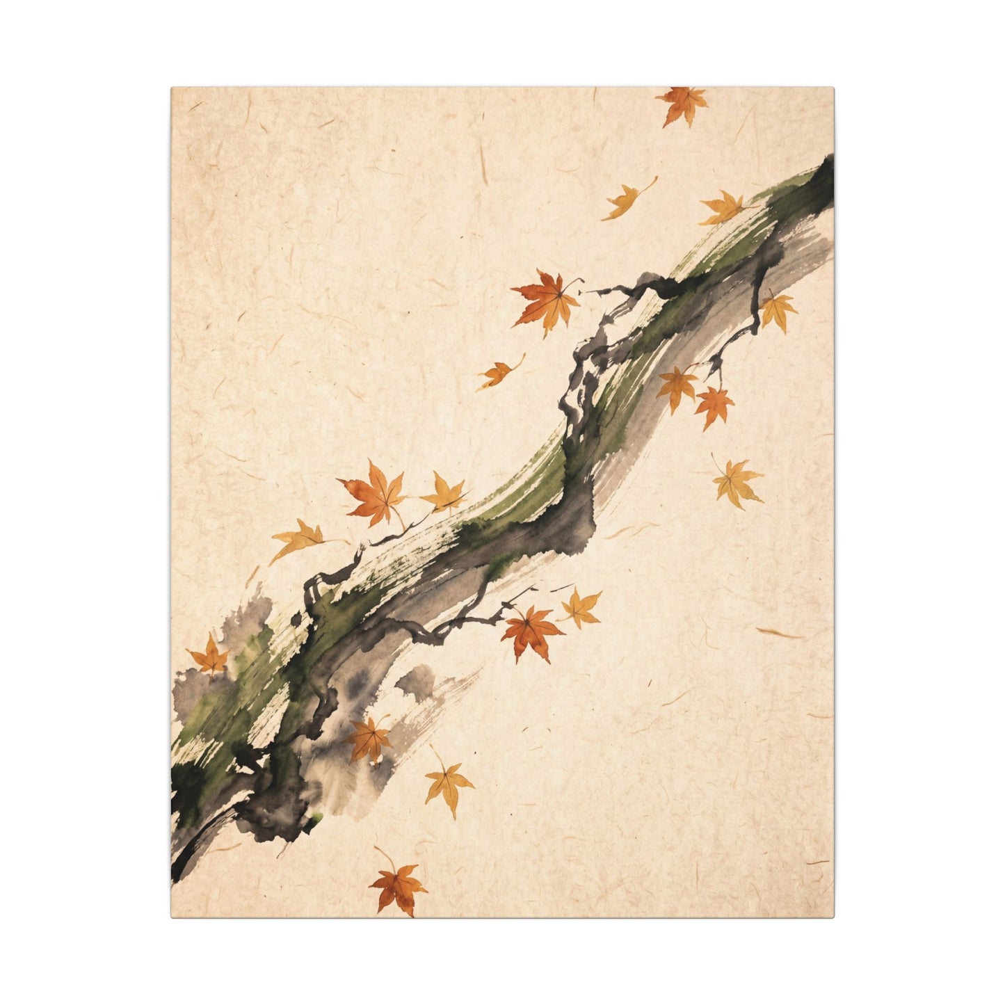 Ink Brushstroke Autumn Canvas Art | Zen Calm Design