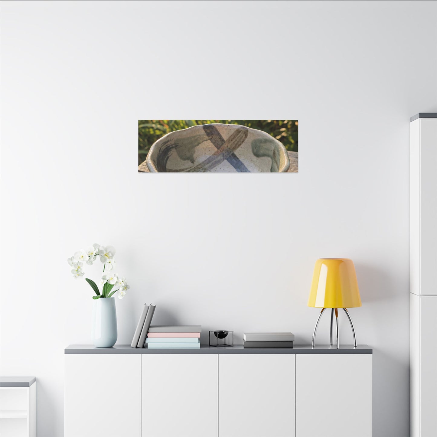 Earthy Ceramic Bowl Canvas Art - Japanese Pattern Japandi
