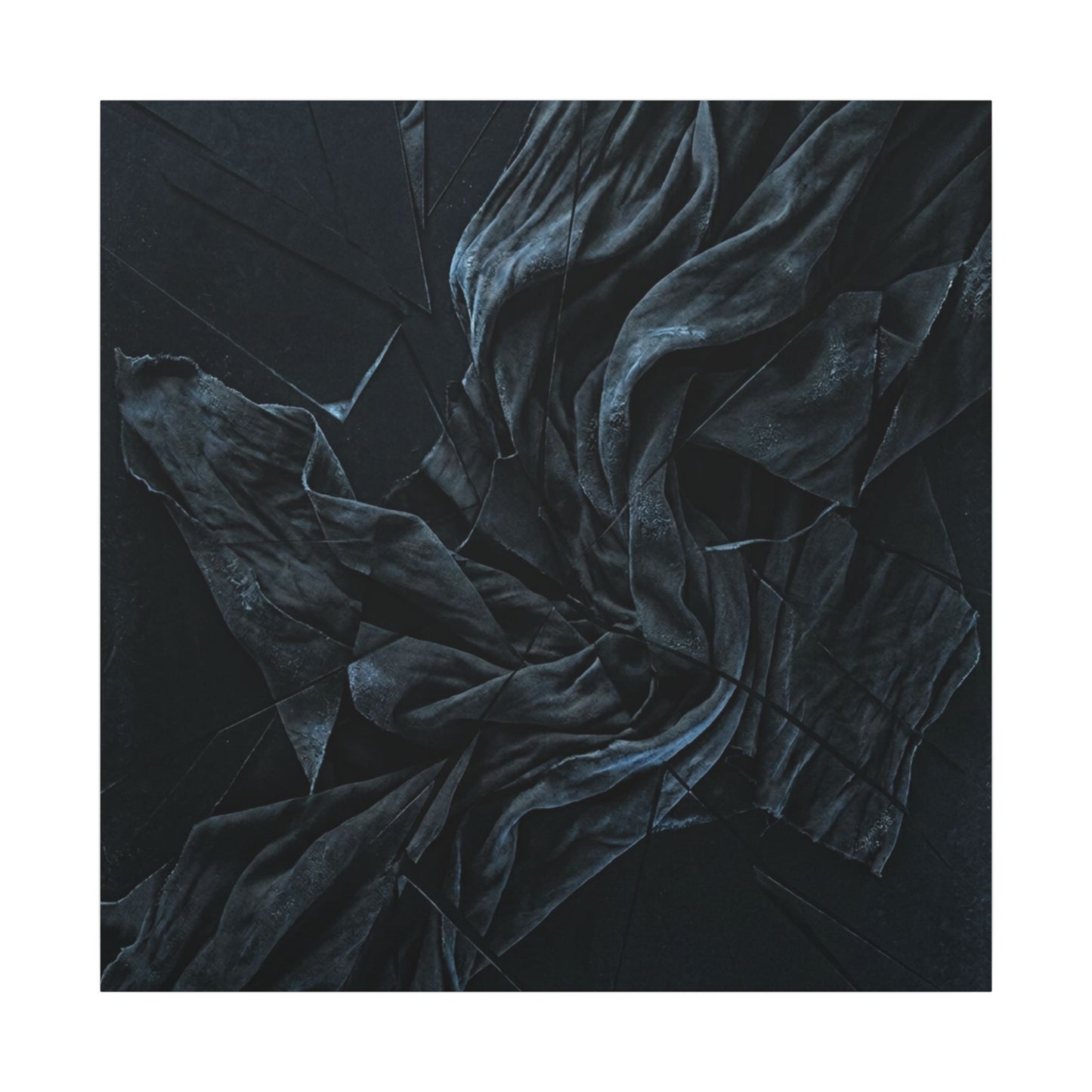 Dark Japandi Silk Drape in Moonlight | Moody Minimal Canvas Art
