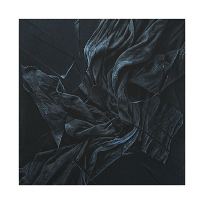 Dark Japandi Silk Drape in Moonlight | Moody Minimal Canvas Art
