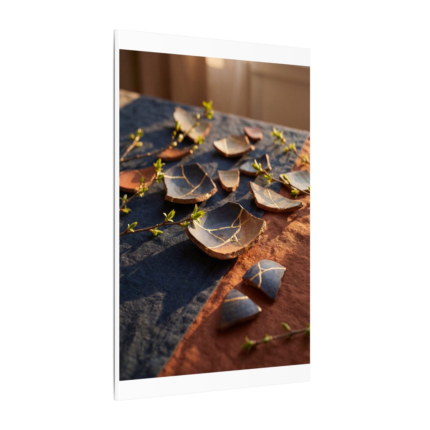 Spring Broken Pottery Gold Vein Canvas Art | Philosophical Decor