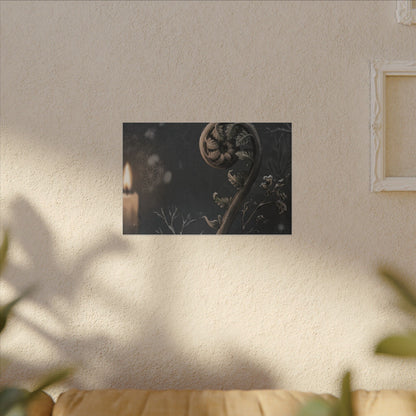 Candlelight Fern Unfurling Canvas Art - Japandi Ma