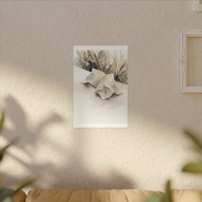 Paper Fold Watercolor Canvas Art | Warm Japandi Art