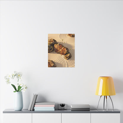 Kanso Rock Garden Canvas Art - Kintsugi Crackle Gold