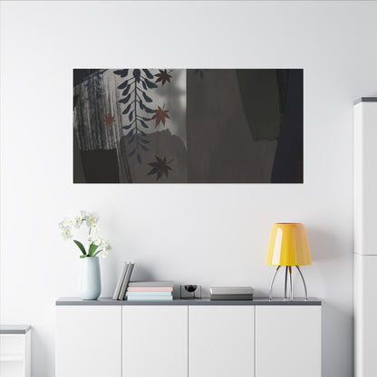 Wisteria Autumn Canvas Art | Dark Japandi Moody Design