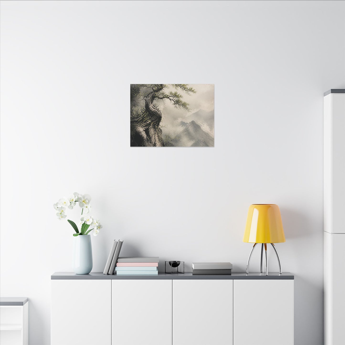 Spring Pine Tree Watercolor Canvas Art | Warm Decor