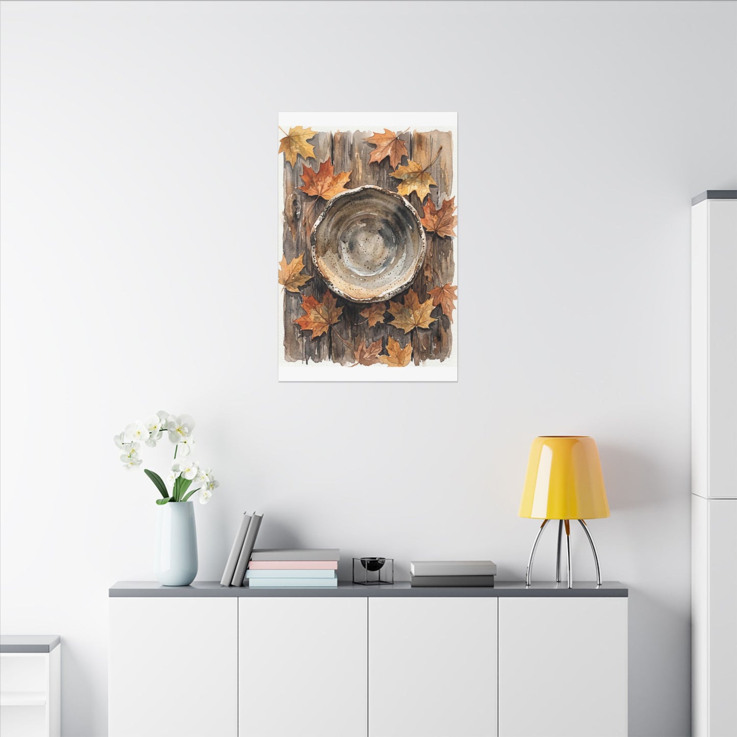 Ma Ceramic Bowl Canvas Art - Japandi Watercolor