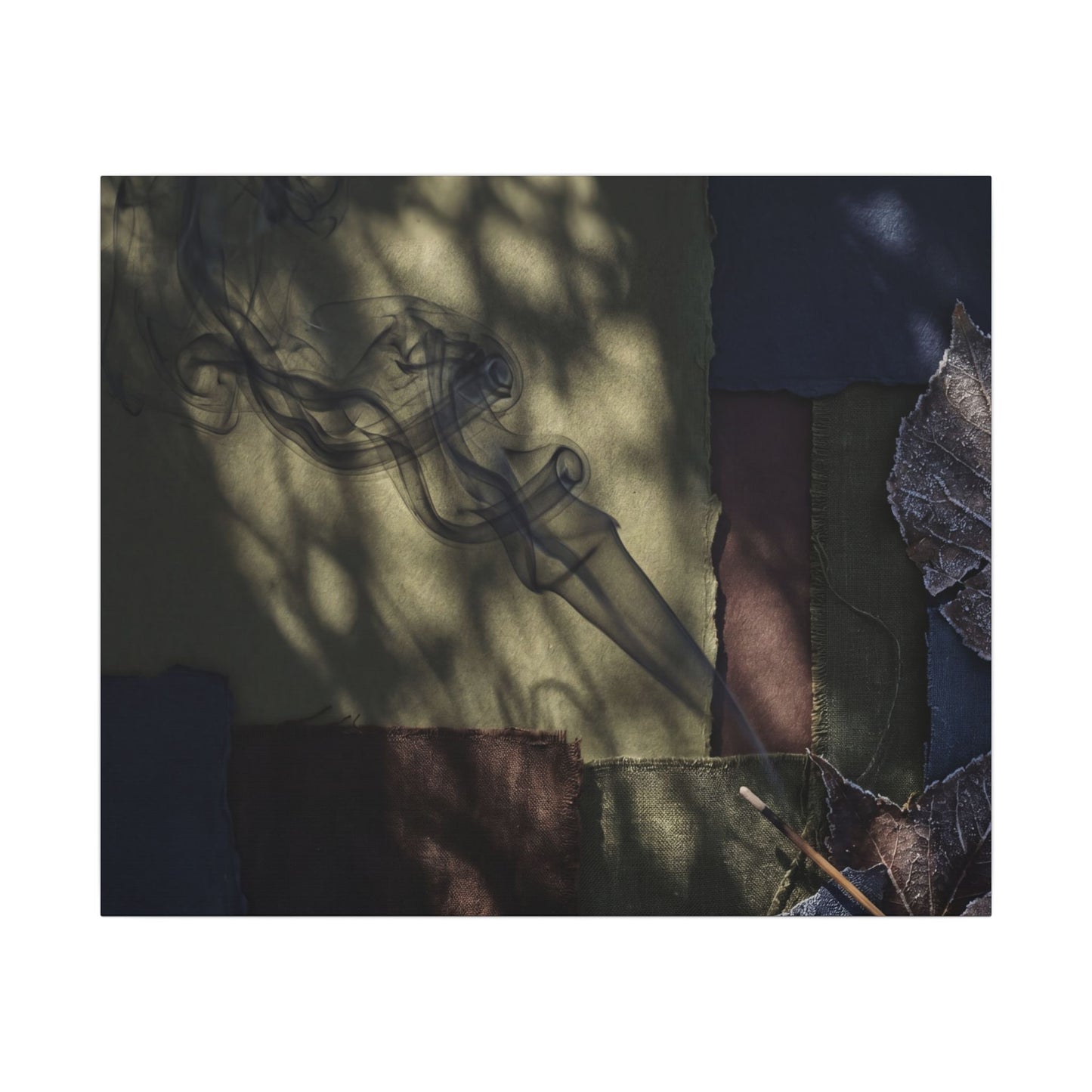 Ma Incense Smoke Canvas Art - Dark Japandi Dark Texture