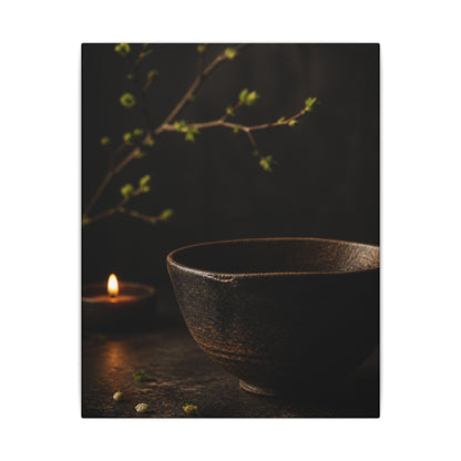 Moody Ceramic Bowl Canvas Art - Shadow Zen Dark Japandi
