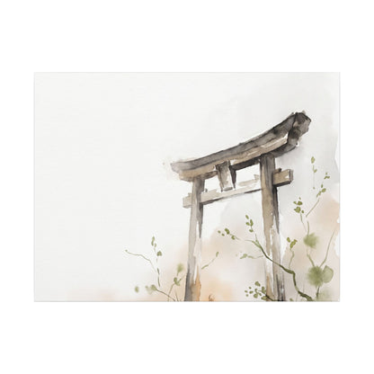 Fukinsei Torii Gate Canvas Art - Japandi Watercolor