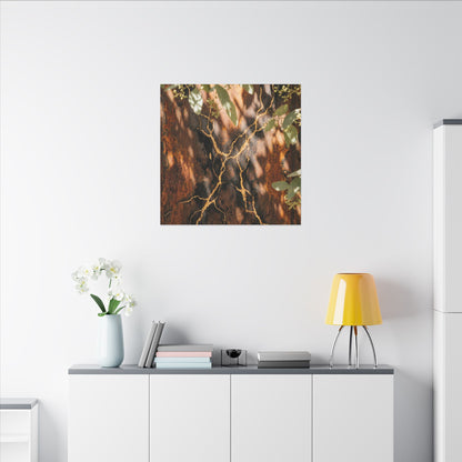 Kanso Rust Patina Canvas Art - Kintsugi Gold Vein