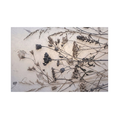 Elegant Dried Flowers Canvas Art - Japanese Pattern Japandi