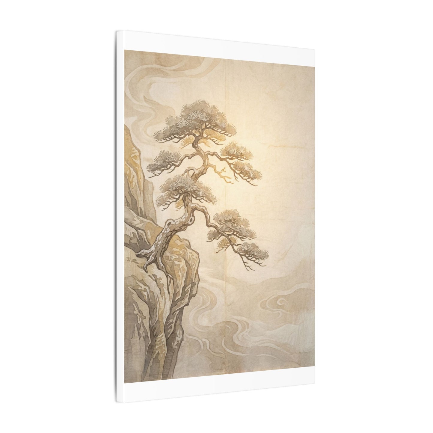Winter Pine Tree Japanese Pattern Canvas Art | Elegant Decor