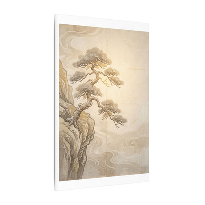 Winter Pine Tree Japanese Pattern Canvas Art | Elegant Decor