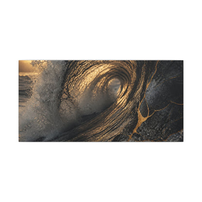 Kanso Ocean Wave Canvas Art - Kintsugi Gold Vein